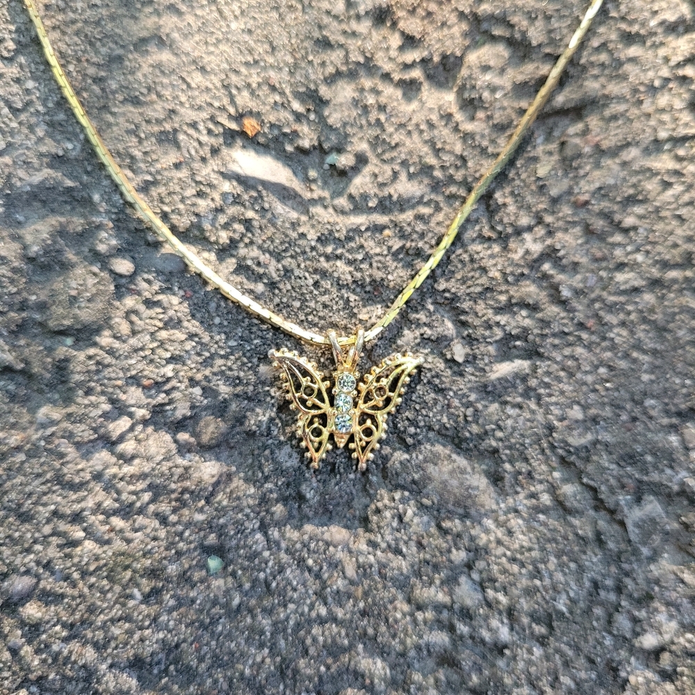 Gold-Toned Butterfly Necklace